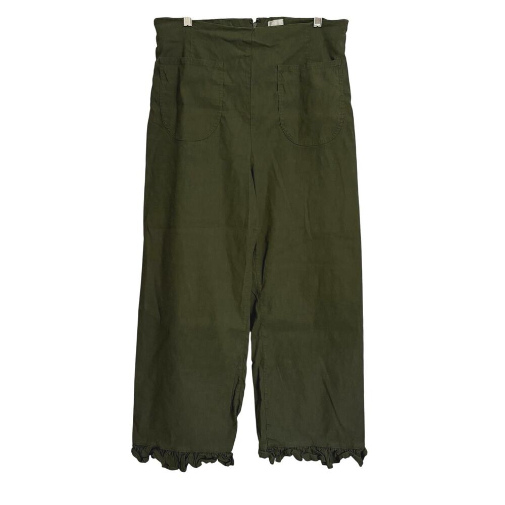 Anthropologie Maeve The Colette Ruffled Hem Pants Linen Blend Wide Women’s 32